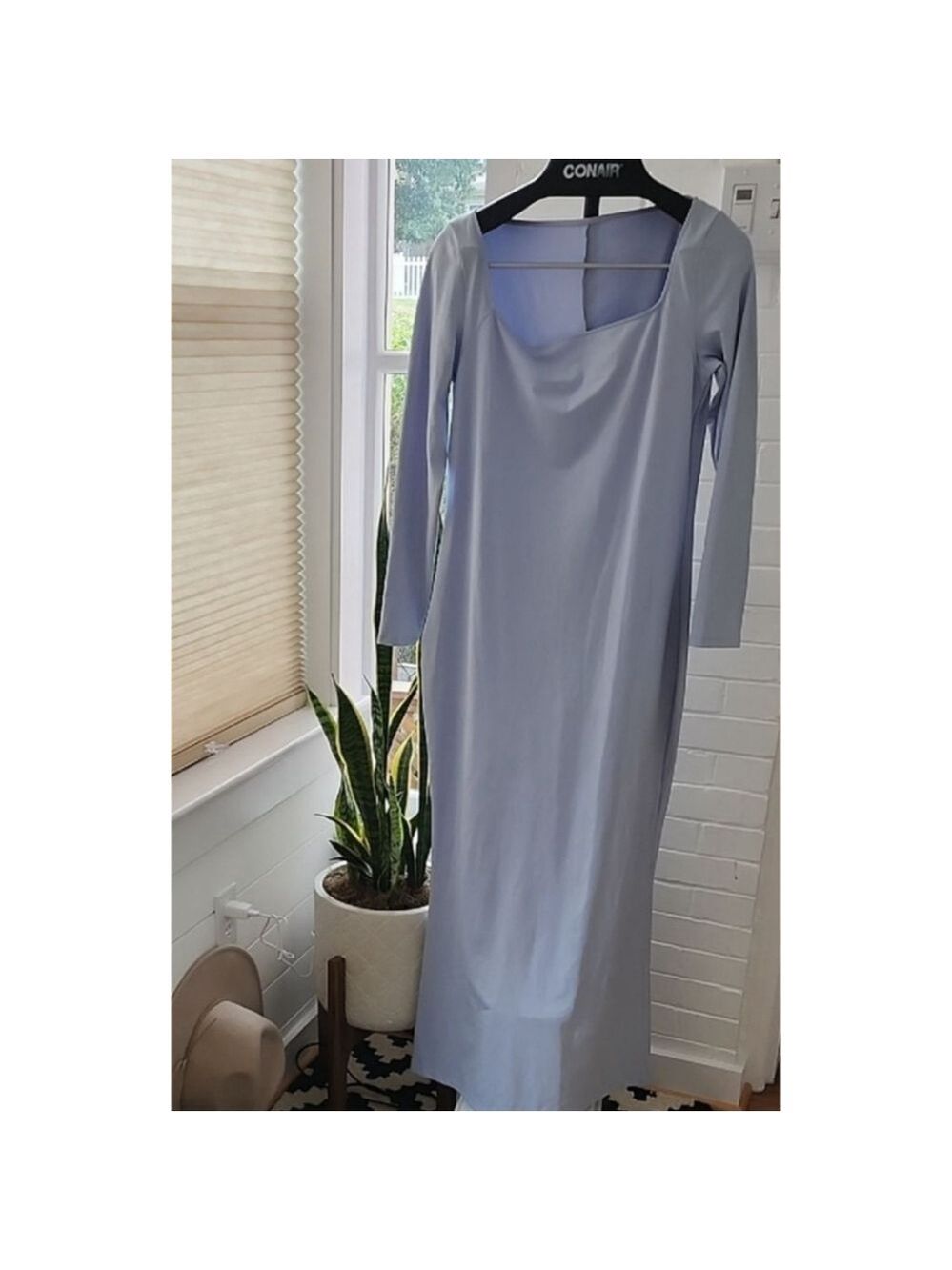 Wild Fable Butter Bliss square neckline long sleeve Dress Aqua Blue - Picture 4 of 13